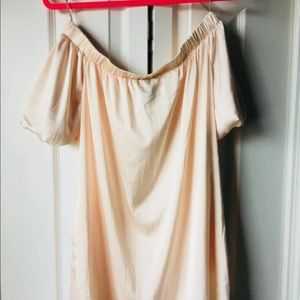 Forever 21 Silk Off Shoulder Cream Dress SMALL NWT